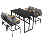 Outdoor Dining Set with Acacia Wood Armrest Suitable For Patio, Balcony Or Backyard