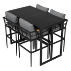 Outdoor Dining Set with Acacia Wood Armrest Suitable For Patio, Balcony Or Backyard