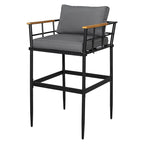 Outdoor Dining Set with Acacia Wood Armrest Suitable For Patio, Balcony Or Backyard