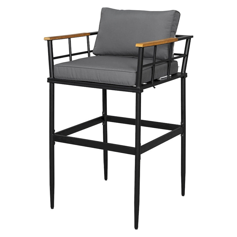 Outdoor Dining Set with Acacia Wood Armrest Suitable For Patio, Balcony Or Backyard