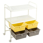 Gymax 4 Drawers Rolling Storage Cart Metal Rack Shelf Home Office - See Details