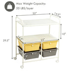 Gymax 4 Drawers Rolling Storage Cart Metal Rack Shelf Home Office - See Details