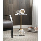 Acrylic Top Brass Base Solid Side Table (Set of 2)