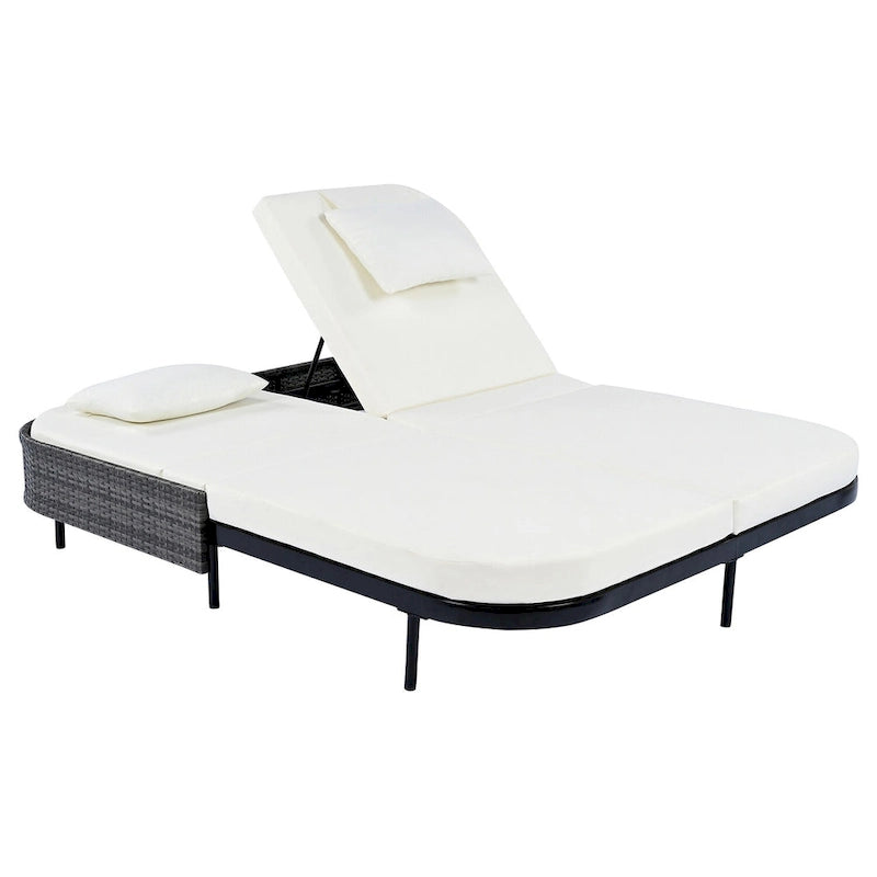 All-Weather Rattan Daybed, 5-Adjustable Backrest, Removable Cushions