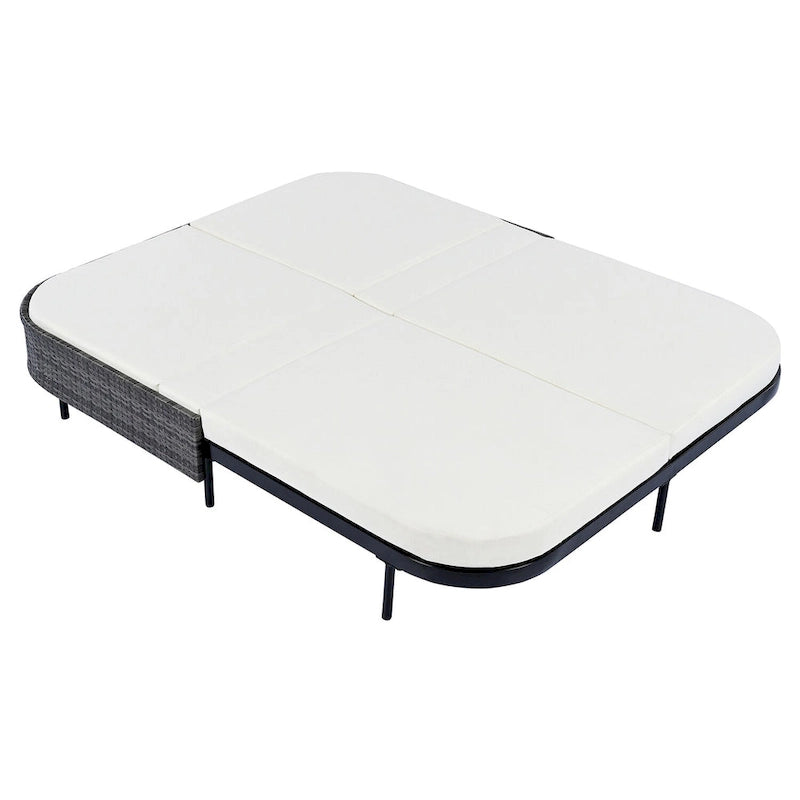 All-Weather Rattan Daybed, 5-Adjustable Backrest, Removable Cushions