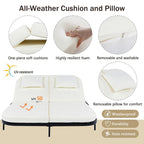 All-Weather Rattan Daybed, 5-Adjustable Backrest, Removable Cushions