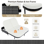 All-Weather Rattan Daybed, 5-Adjustable Backrest, Removable Cushions