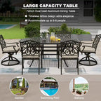 72 Outdoor Dining Table Cast Aluminum Classic Lattice Elliptical Shape Patio Table with Umbrella Hole