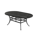 72 Outdoor Dining Table Cast Aluminum Classic Lattice Elliptical Shape Patio Table with Umbrella Hole