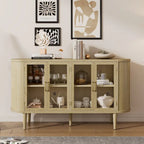 Farmhouse Sideboard Cabinet with Glass Doors & Adjustable Shelves