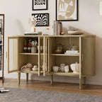 Farmhouse Sideboard Cabinet with Glass Doors & Adjustable Shelves