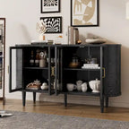 Farmhouse Sideboard Cabinet with Glass Doors & Adjustable Shelves