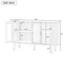 Farmhouse Sideboard Cabinet with Glass Doors & Adjustable Shelves