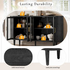 Farmhouse Sideboard Cabinet with Glass Doors & Adjustable Shelves