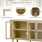 Farmhouse Sideboard Cabinet with Glass Doors & Adjustable Shelves