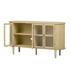 Farmhouse Sideboard Cabinet with Glass Doors & Adjustable Shelves