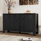 4-Door Distressed Finished Sideboard Buffet Cabinet with Adjustable Shelves