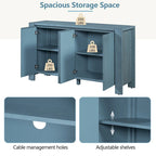 4-Door Distressed Finished Sideboard Buffet Cabinet with Adjustable Shelves