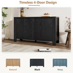 4-Door Distressed Finished Sideboard Buffet Cabinet with Adjustable Shelves