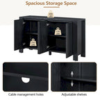 4-Door Distressed Finished Sideboard Buffet Cabinet with Adjustable Shelves