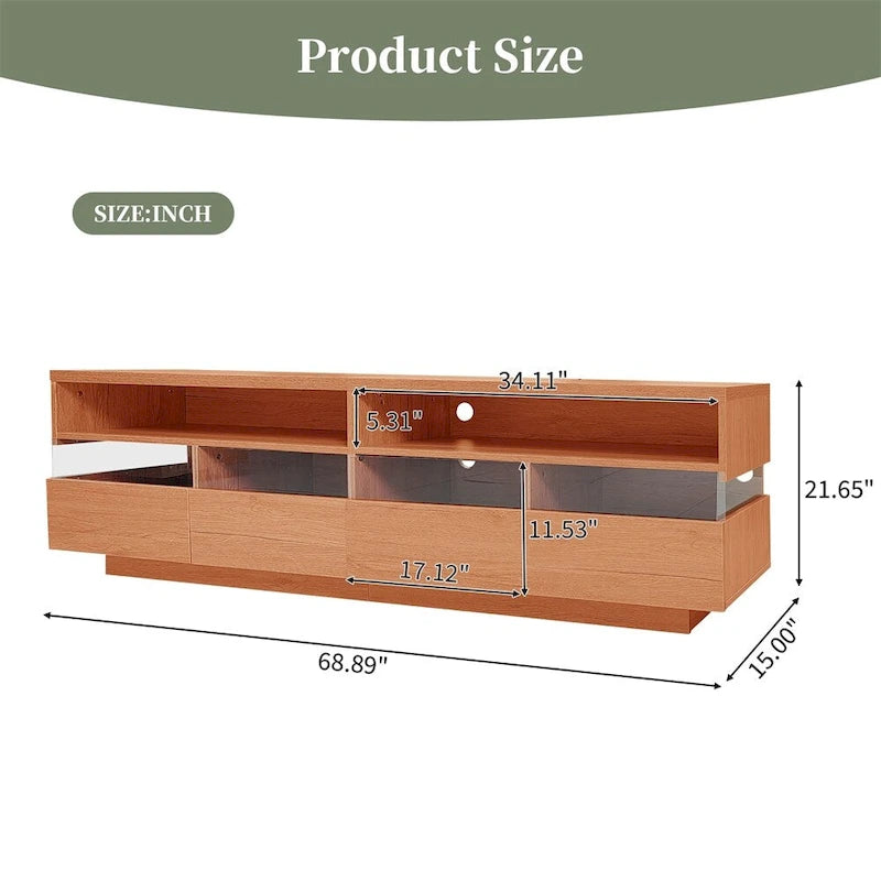Modern TV with 4 Drawers& 2 open Cabinets,Media Console Table