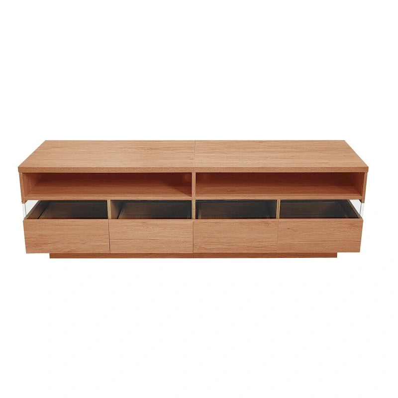Modern TV with 4 Drawers& 2 open Cabinets,Media Console Table