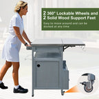 40.5 Outdoor Grill Cart with Stainless Steel Top, Rolling Buffet Serving Cart with Drop Leaf, Patio Kitchen Island Cart