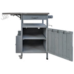 40.5 Outdoor Grill Cart with Stainless Steel Top, Rolling Buffet Serving Cart with Drop Leaf, Patio Kitchen Island Cart