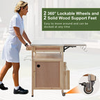 40.5 Outdoor Grill Cart with Stainless Steel Top, Rolling Buffet Serving Cart with Drop Leaf, Patio Kitchen Island Cart