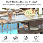 40.5 Outdoor Grill Cart with Stainless Steel Top, Rolling Buffet Serving Cart with Drop Leaf, Patio Kitchen Island Cart