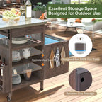 40.5 Outdoor Grill Cart with Stainless Steel Top, Rolling Buffet Serving Cart with Drop Leaf, Patio Kitchen Island Cart
