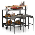 Gymax Rolling Bar Cart w/ Flip-up Table Hooks Paper Towel Holder 2