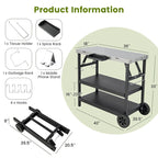 Gymax 3-Shelf Movable Grill Cart Table Home & Outdoor Multifunctional