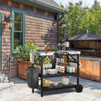 Gymax 3-Shelf Movable Grill Cart Table Home & Outdoor Multifunctional