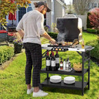 Gymax 3-Shelf Movable Grill Cart Table Home & Outdoor Multifunctional