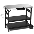 Gymax 3-Shelf Movable Grill Cart Table Home & Outdoor Multifunctional