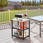 Gymax 3-tier Outdoor Grill Cart on Wheels w/ Stainless Steel Top &