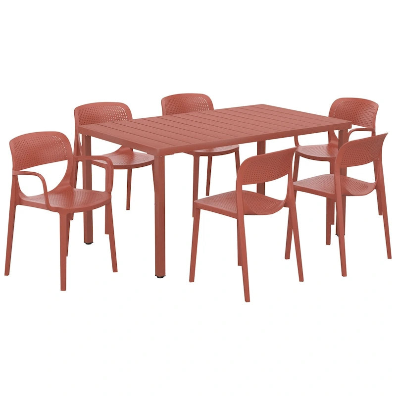 Frond and Form 6-Person Outdoor Rectangular Dining Set