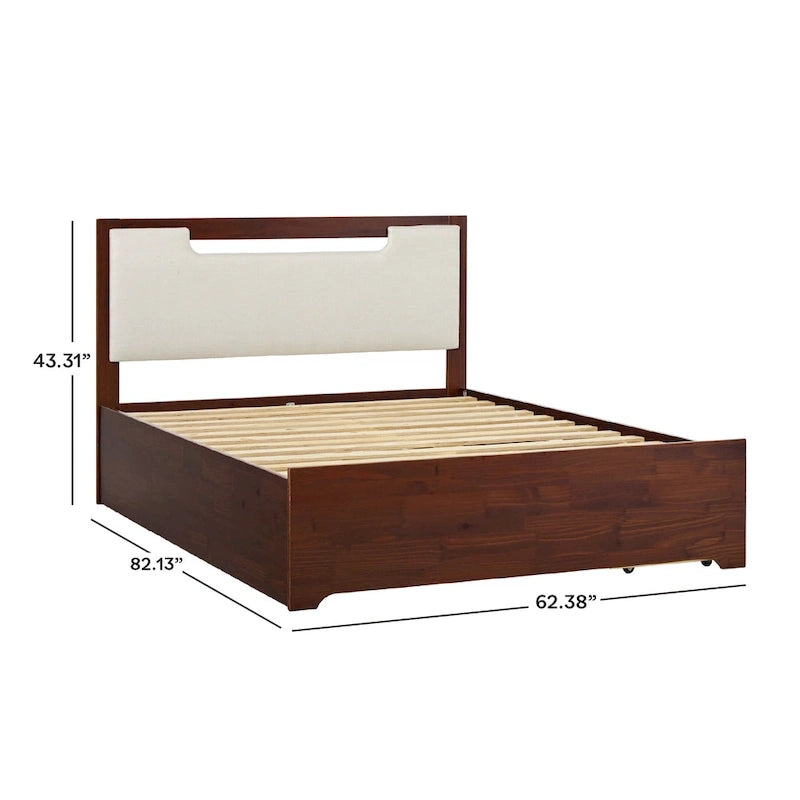 Mid Century Modern Solid Wood Storage Platform Bed