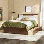 Mid Century Modern Solid Wood Storage Platform Bed