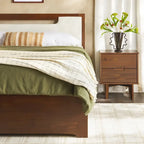 Mid Century Modern Solid Wood Storage Platform Bed