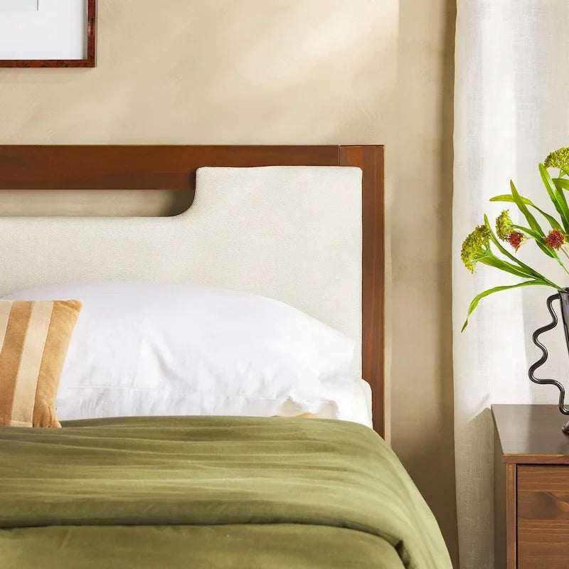 Mid Century Modern Solid Wood Storage Platform Bed