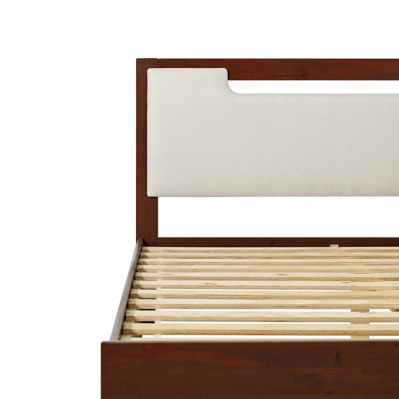 Mid Century Modern Solid Wood Storage Platform Bed