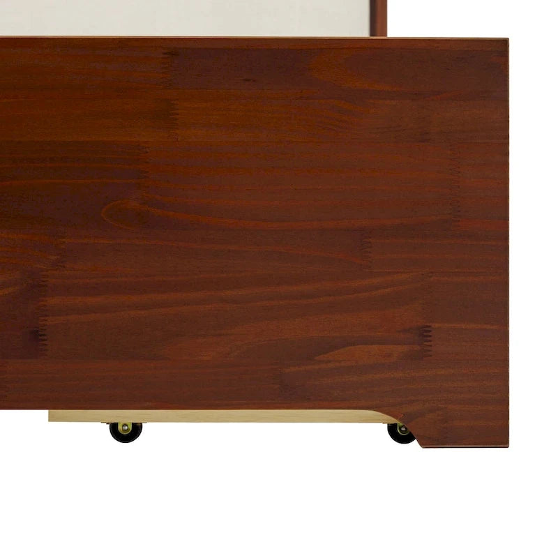 Mid Century Modern Solid Wood Storage Platform Bed
