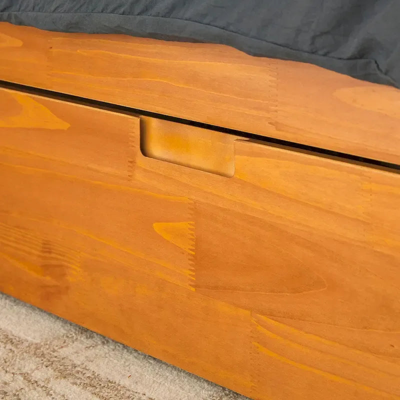 Mid Century Modern Solid Wood Storage Platform Bed