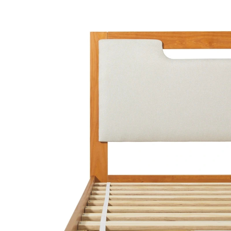 Mid Century Modern Solid Wood Storage Platform Bed