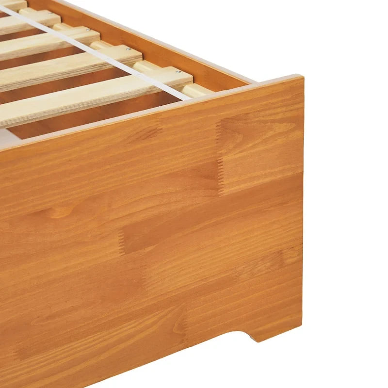 Mid Century Modern Solid Wood Storage Platform Bed