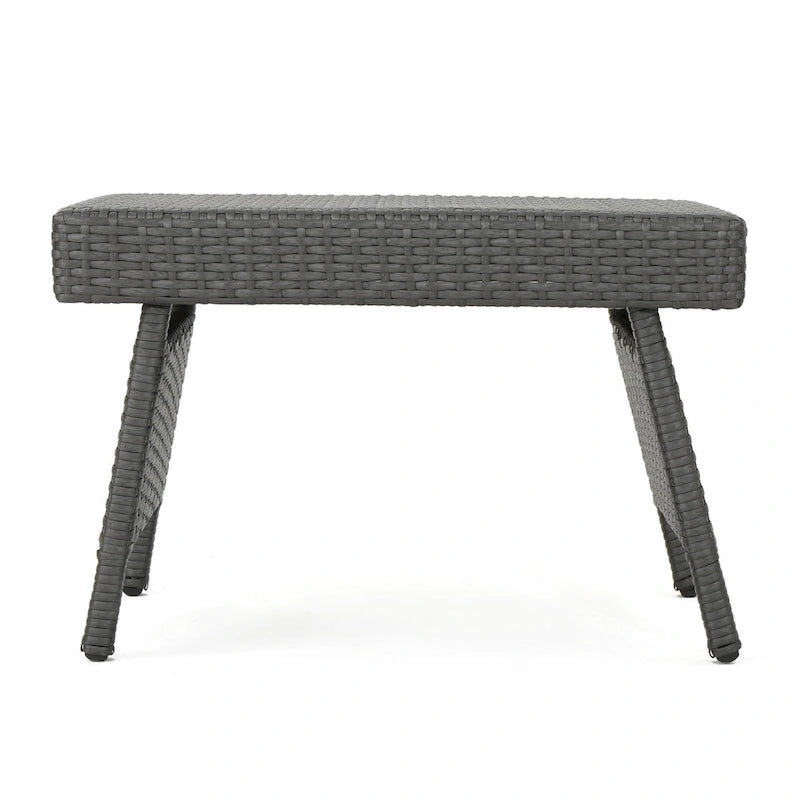 Mach Snack Table, Dark Gray Outdoor Safe Wicker and Iron Frame, 24 Inch