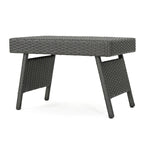 Mach Snack Table, Dark Gray Outdoor Safe Wicker and Iron Frame, 24 Inch