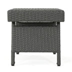 Mach Snack Table, Dark Gray Outdoor Safe Wicker and Iron Frame, 24 Inch